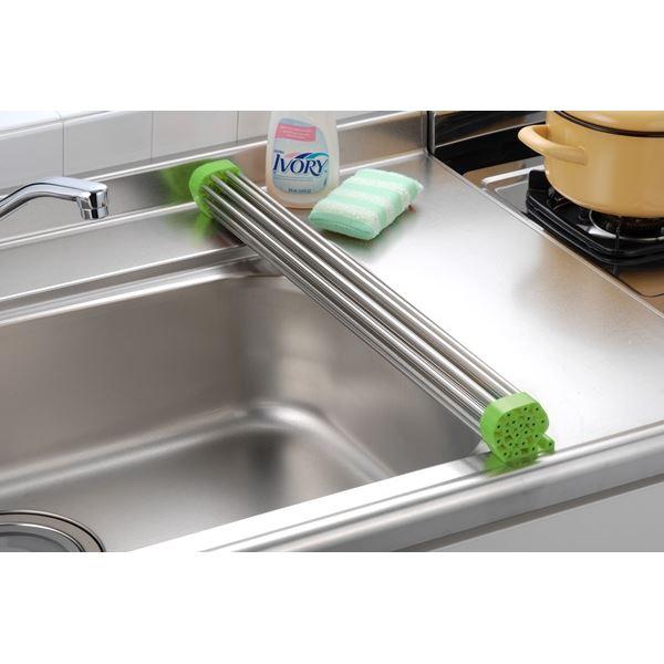 水切りラック キッチン用品 幅57.4×奥行33cm グリーン KS-2764 スノコロロ ふきん スポンジ 食器 野菜 洗い物 流し台 シンク_4