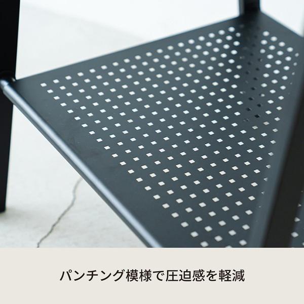 〔2個セット〕棚付木目柄ハンガーラック(ブラック/黒) 幅70cm×奥行44.5cm コートハンガー/スリム/折りたたみ/モダン/収納/洋服掛け/おしゃれ/収納棚付き/衣..._2
