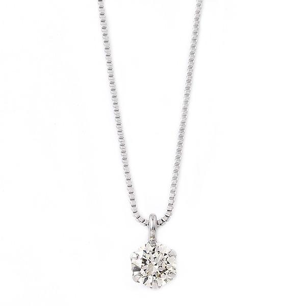 ダイヤモンド ネックレス 0.1ct プラチナ Pt900 一粒 6本爪 シンプル ダイヤネックレス ペンダント 鑑別カード付きの画像