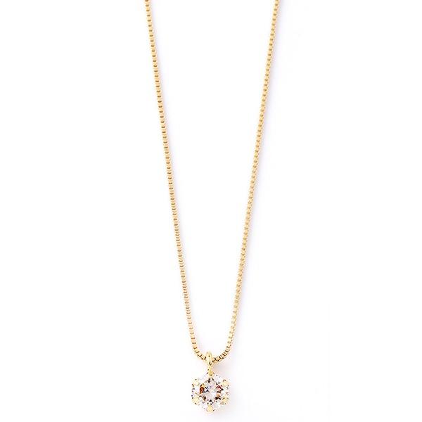 ダイヤモンド ネックレス 0.2ct K18イエローゴールド 一粒 6本爪 シンプル ダイヤネックレス ペンダント 鑑別カード付きの画像