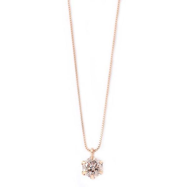 ダイヤモンド ネックレス 0.3ct K18ピンクゴールド 一粒 6本爪 シンプル ダイヤネックレス ペンダント 鑑別カード付き_2