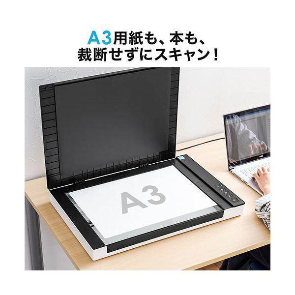 サンワダイレクト フラットベッドスキャナA3 本スキャン 1200dpi TWAIN対応 自炊 PDF変換対応 400-SCN057 1台の画像