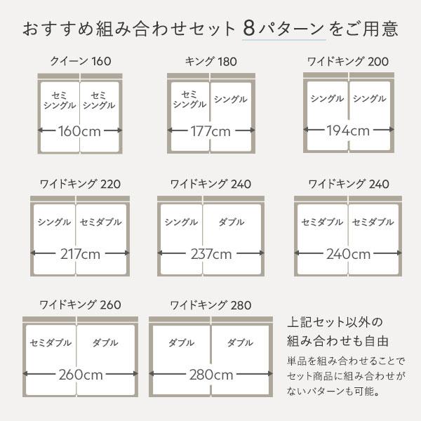 ベッド ワイドキング 200 S+S 2層ポケットコイルマットレス付 ホワイト 連結 宮付き 高さ調整 すのこ ベット_3