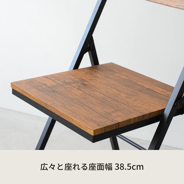 〔4脚セット〕ヴィンテージスクエアチェア（ブラウン） イス チェア 背あり いす ダイニングチェア 折りたたみ椅子 折りたたみチェア 北欧風 韓国インテリア ..._2