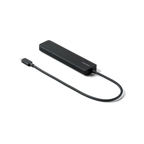 サンワダイレクトUSB Type-C モバイルドッキングステーション 7in1 HDMI出力 USB×2 PD対応100W 30cm400-HUB090BK 1個_1