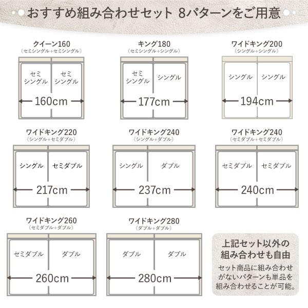 ベッド キング 180 SS＋S 国産ポケットコイルマットレス付 ハード ストーングレー 宮付 連結ベッド すのこベッド_1