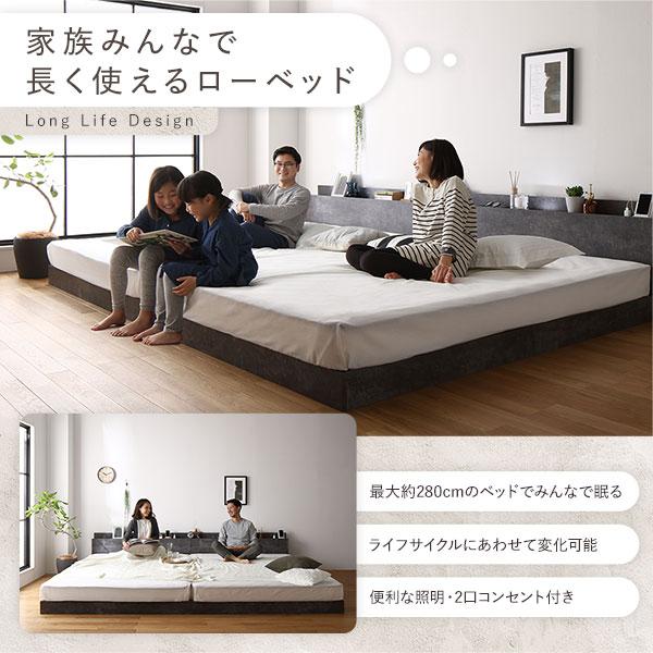 ベッド キング 180 SS＋S 国産ポケットコイルマットレス付 ハード ストーングレー 宮付 連結ベッド すのこベッド_2