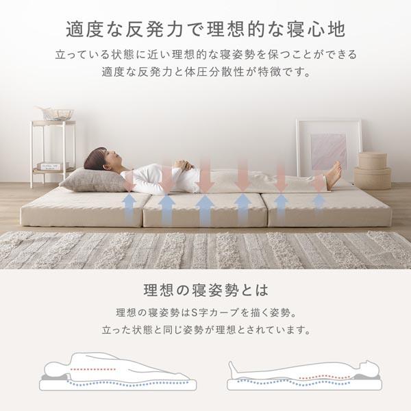 3つ折り マットレス 単品 セミシングル ベージュ 高反発 洗えるカバー 折りたたみマットレス 寝具_2