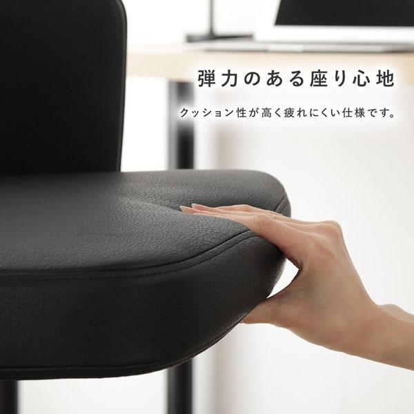 デスクチェア 約幅53.5×奥行59.5×高さ76.5-85.5cm ベージュ ソフトレザー×木目調 昇降式 回転式 キャスター付 パソコンチェア_10