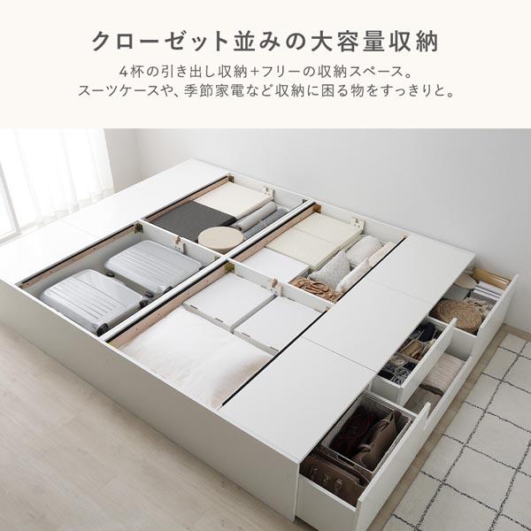 ヘッドレス チェスト ベッド 通常丈ワイドキング 240 SD＋SD ホワイト ボンネルコイルマットレス付 連結 大容量_8