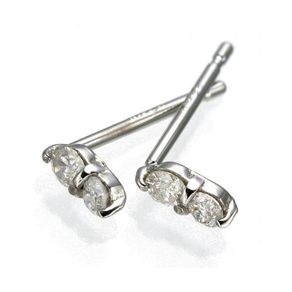 K10WGダイヤモンドピアス ダブルストーンピアスの画像