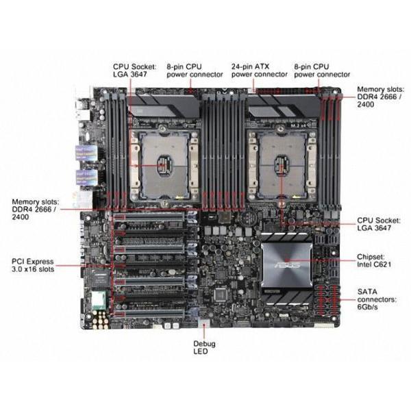 ASUS WS C621E SAGE LGA3647 DDR4 SATA3 M.2 U.2 ATX Intel ASUS WS C621E SAGE LGA3647 DDR4 SATA3 M.2 U.2 ATX Intel