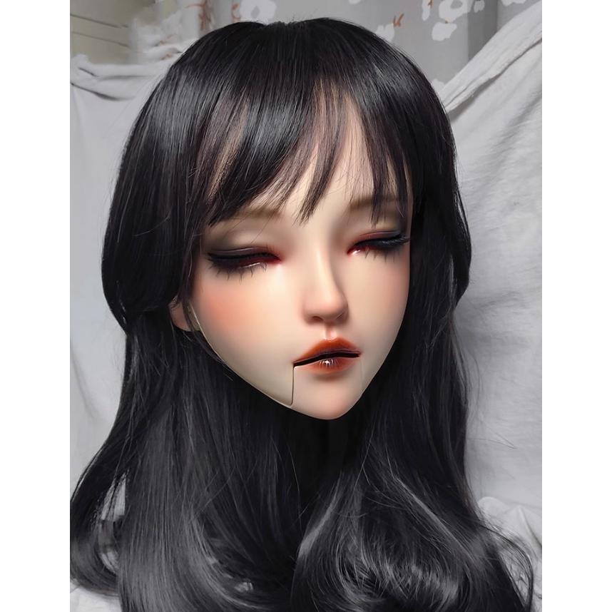 ハーフマスク 人形 Bタイプ 目を閉じた 樹脂製 ヘッドロリータ人形