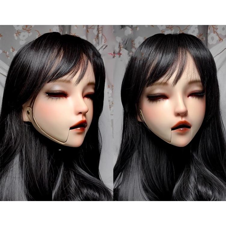 ハーフマスク 人形 Bタイプ 目を閉じた 樹脂製 ヘッドロリータ人形