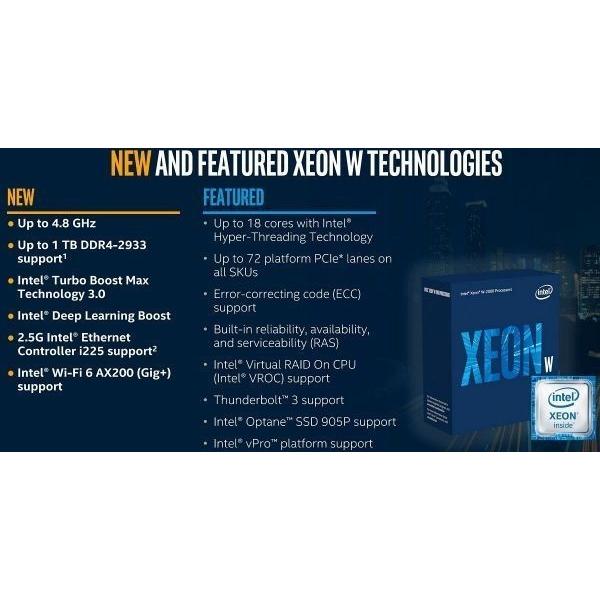 Intel Xeon W-2295 SRGSL 18C 3GHz 3.8 4.6 4.8GHz 24.75MB 165W