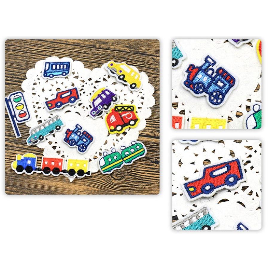 ワッペン 刺繍ワッペン ミニ 車 電車 バス 消防車 信号 アイロン接着