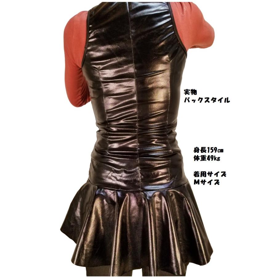 エナメルボンテージ　ワンピース　ブラック コスプレ 衣装 ボンテージ PUレザー エナメル風 ワンピース ミニスカ