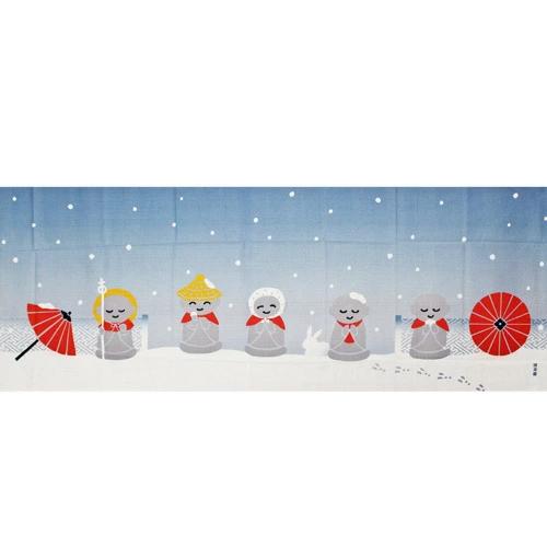 絵てぬぐい「ぼたん雪とお地蔵さま」【3枚以上で送料無料】冬 季節