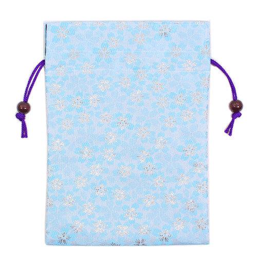 御朱印帳袋「青」巾着 金襴 日本製 表現社 マチなし ポーチ : 鎌倉香紙