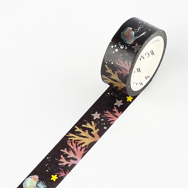 マスキングテープ BGM ナイトドリーム 箔押し 深海 15mm×5m BM-SPND002