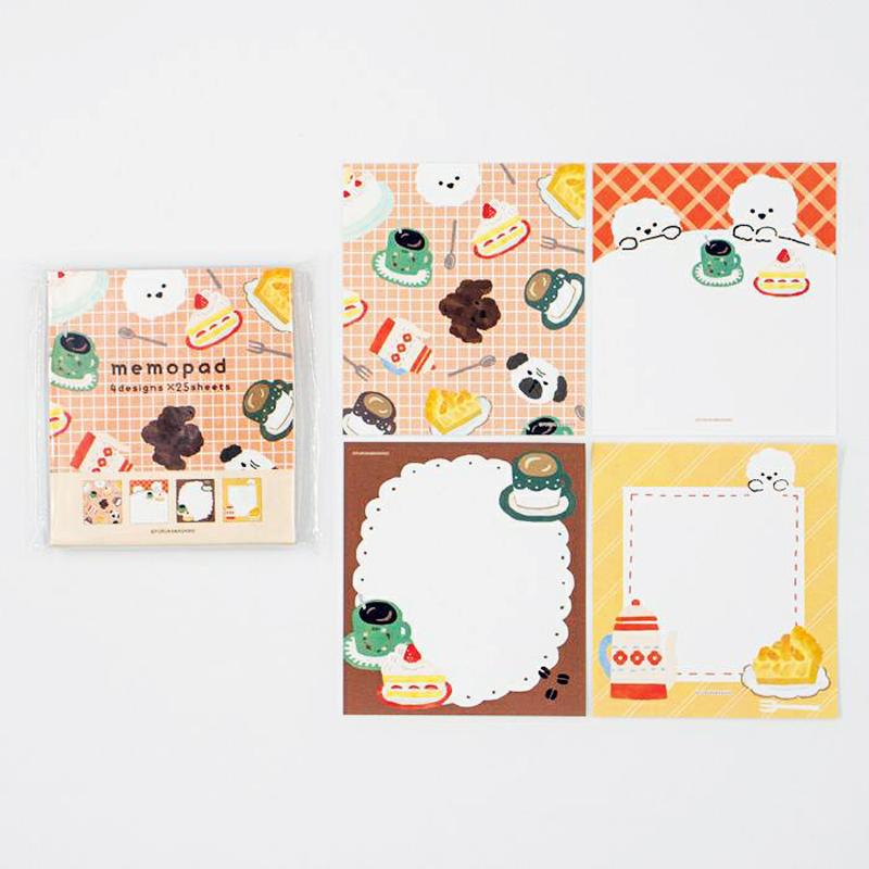 メモ 古川紙工 メモパッド 冬 限定 カフェわんこ 80×90mm 100枚入