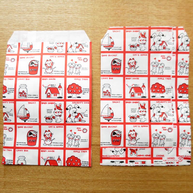 おまとめ　HEIKO コミカルワールド 平袋 HEIKO ヘイコー平袋 コミカルワールド 紙袋小 16.5×10.5 廃盤品