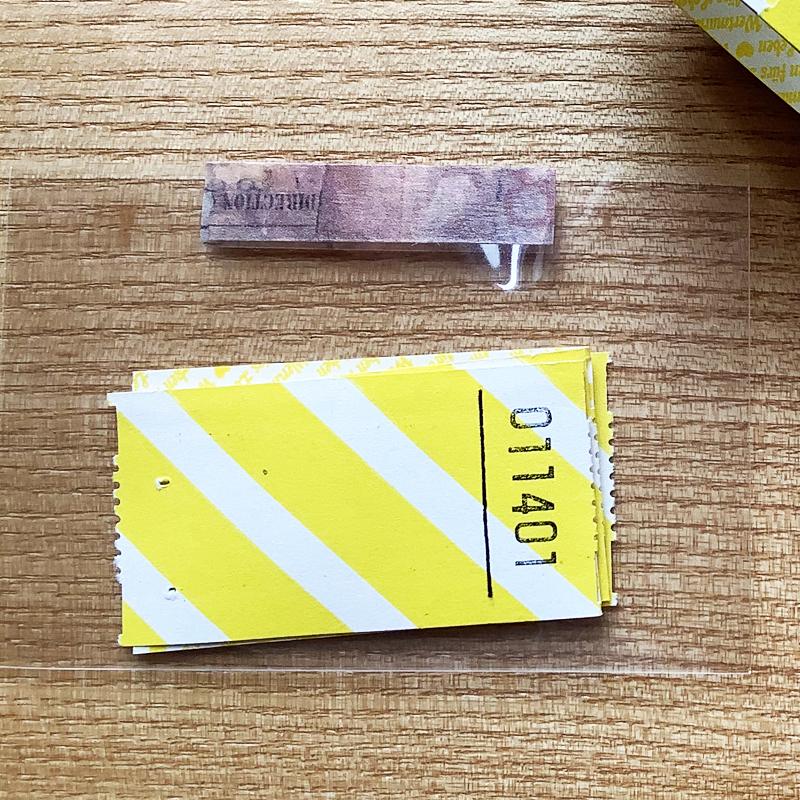 コラージュ チケット ブランク イエローストライプ 3.0x5.7cm 5枚入