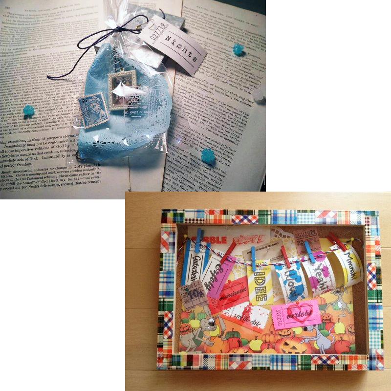 コラージュ チケット ブランク レッド/ホワイト 3.0x5.7cm 5枚入