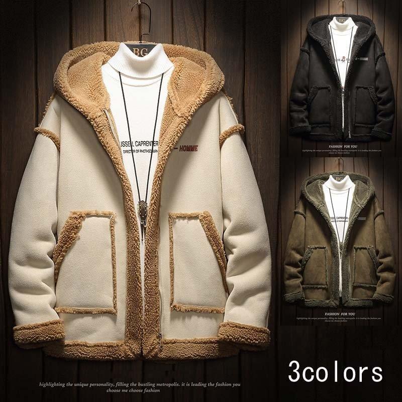 ブランド品専門の 30代 代 ボアコート 裏ボア 毛皮コート 体型カバー 厚手 メンズアウター 韓国風 高級感 暖かい 防寒着 男性用 ジャケット メンズコート 40代 通学 通勤 大きいサイズ カジュアル ショートコート 冬物 ビジネスコート コート アウター