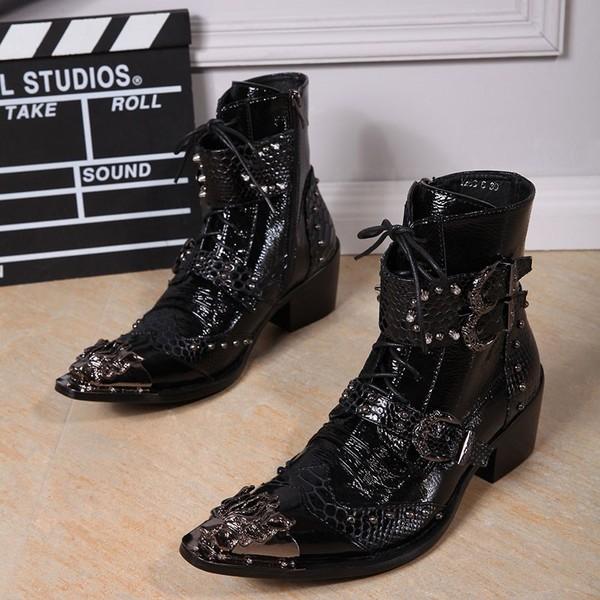 即日出荷 ショートブーツ メンズシューズ サイドジップ 本革靴 ホスト靴 トンガリ 紳士靴 カジュアル ミドルカット 個性的 切替 派手 身長upメタル 春秋 特売 Bajawinescabo Com