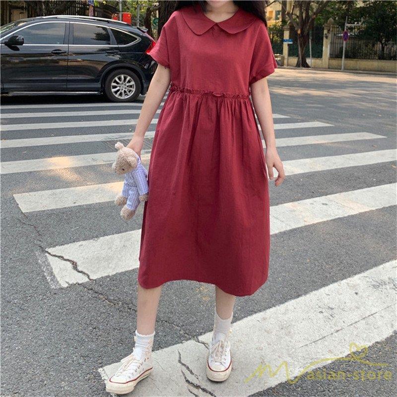 ワンピース レディース 春 春服 ロングワンピース ミディアム ワンピース オーバーサイズ 半袖 シャツワンピース 可愛い ガーリー ギャル 通学 人気新作 Xrxj Picoo 通販 Yahoo ショッピング