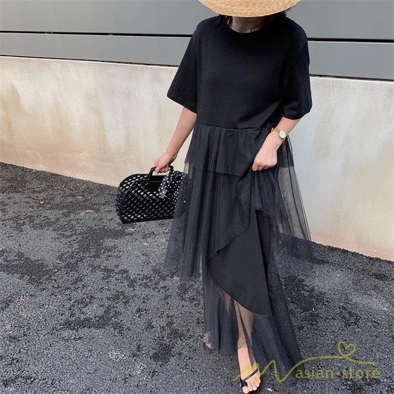 ワンピース レディース ワンピース キレイめ マキシワンピース チュール ワンピース 半袖 5分袖 春夏 無地 ロング丈 ワンピース 通勤 上品 女性着 Xrxj Picoo 通販 Yahoo ショッピング