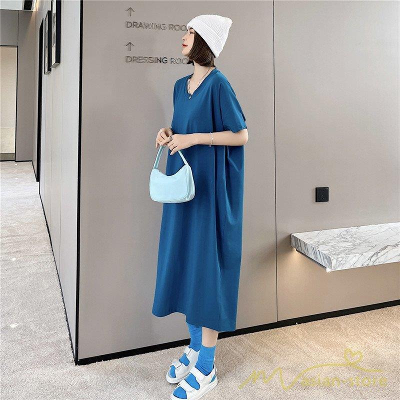 ワンピース 夏 春 レディース 半袖 Tシャツ ロング マキシワンピース 半袖 レディース マキシ丈ワンピー フレア 無地 柔らか 薄手 韓国風 人気 春コーデ Xrxj Picoo 通販 Yahoo ショッピング