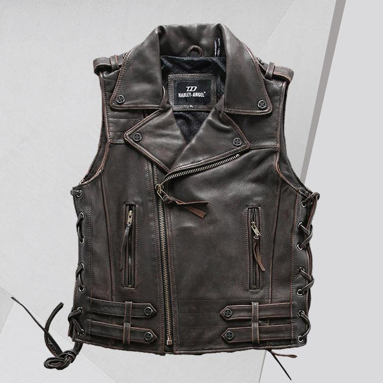 正規店仕入れの バイク革ベスト ライダーメンズ 牛革 バイクジャケット ライダースベスト 牛革バイクベスト バイクウェア レザー 本革 前開き カジュアル 革ジャン 復古風 国内最安値 Logfacility Com Br