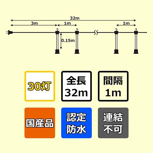 認定防水型 提灯コード 30灯式 | 国産品 提灯用ソケットコード 認定防水型 提灯コード 30灯式 | 国産品 提灯用ソケットコード