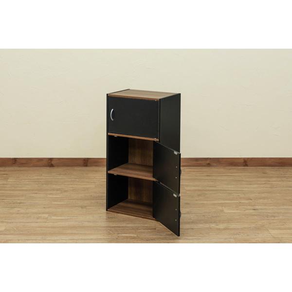 サカベ カラーボックス 3段 扉3枚付き GRANZ 3段ラック 収納ラック