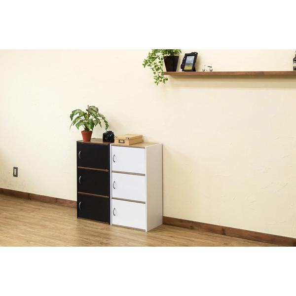 サカベ カラーボックス 3段 扉3枚付き GRANZ 3段ラック 収納ラック