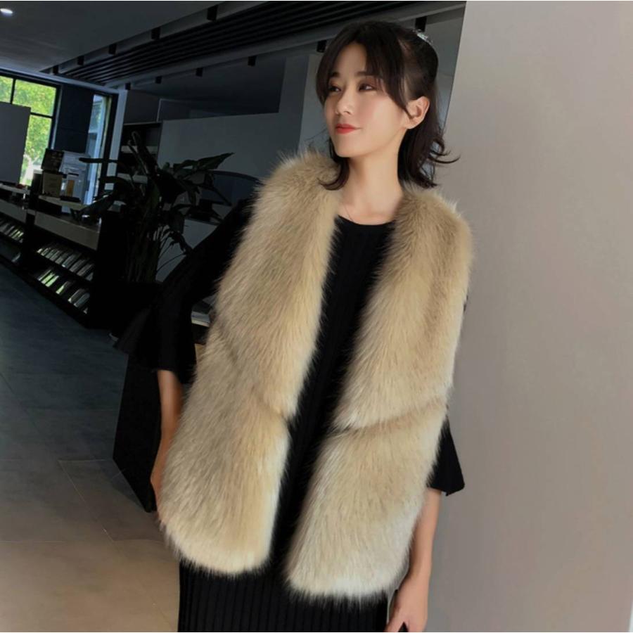 アウター レディース 冬 ベスト ファーベスト フェイクファーベスト ノースリーブ ミドル丈 ロング丈 フェイクファー アプリコット ホワイト ブラック グレー At I0134 Prairie East ヤフー店 通販 Yahoo ショッピング