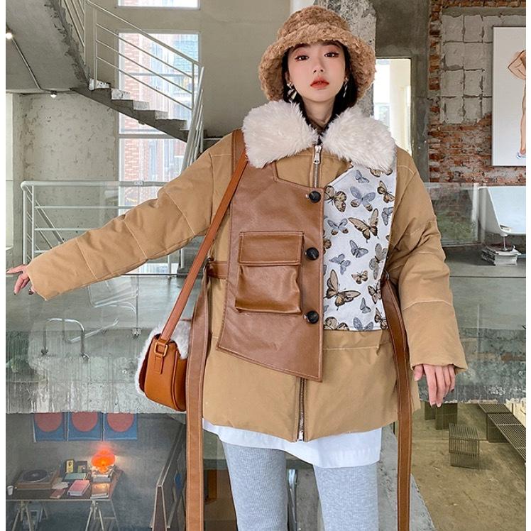 海外並行輸入正規品 アウター コート 冬 秋 50代 40代 30代 代 M S レディース 冬 秋 お出かけ カジュアル かっこいい セットアップ風 バタフライ柄 切り替え ボア襟ジャケット ミドル丈コート コート アウター Www Incasumac Com