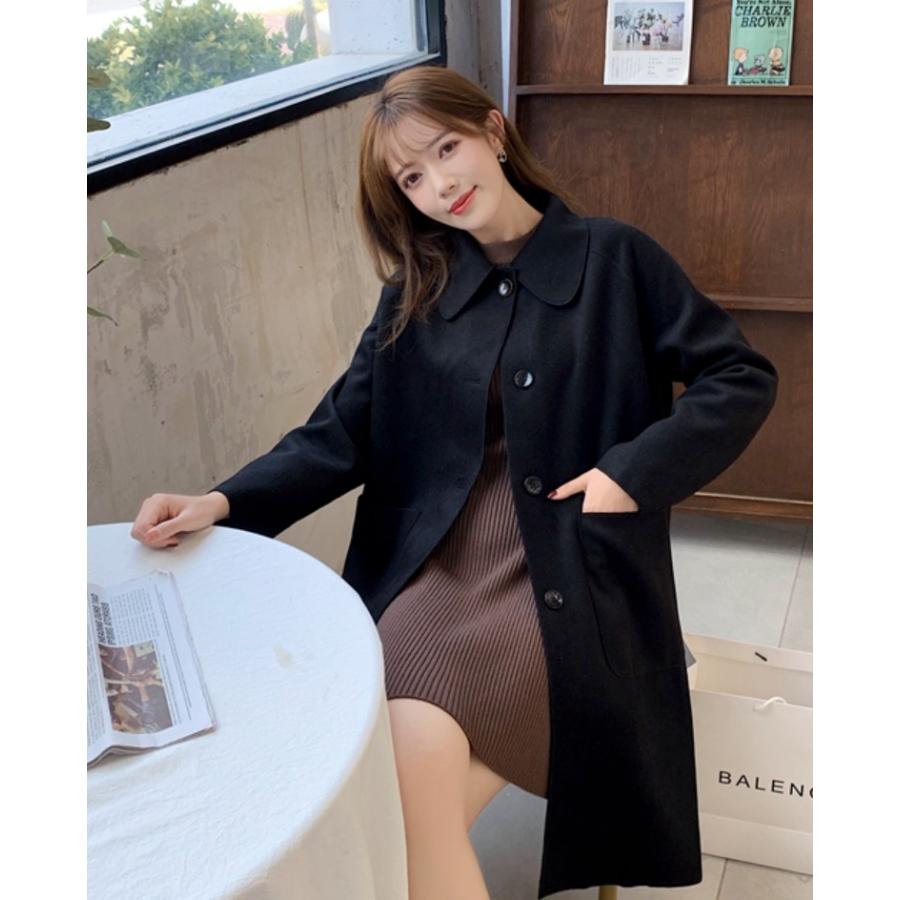 コート アウター レディース ステンカラーコート ミドル丈コート 丸襟 ブラック アプリコット かわいい フェミニン 通勤 通学 お出かけ 秋 冬 At I0700 Prairie East ヤフー店 通販 Yahoo ショッピング