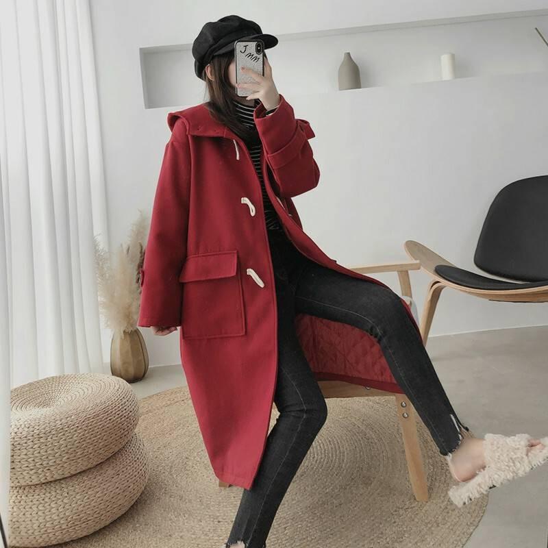 アウター レディース 冬 アウター コート ダッフルコート ロング丈 膝下 フロントポケット フードワインレッド ブラック アプリコット オーバーサイズ 通勤 通学 At Y0993 Prairie East ヤフー店 通販 Yahoo ショッピング