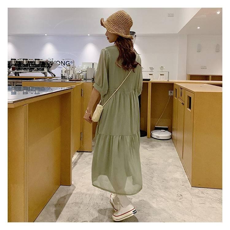 ワンピース レディース ワンピース 五分丈 クルーネック 山ガール ふんわり スカート ウエストマーク アースカラー 夏 海 Op K0024 Prairie East ヤフー店 通販 Yahoo ショッピング