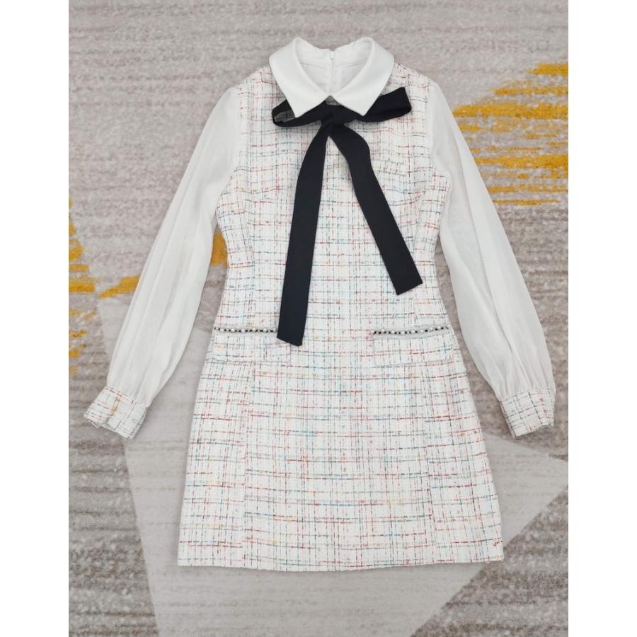 ファッション 22年春夏 ワンピース レディース ファッション 秋 冬 春 ツイード 長袖 ミニ丈 画像の色 フェミニン かわいい 通学 お出かけ 女子会 デート Uobhp92ery Www Boulevardrestaurants Com