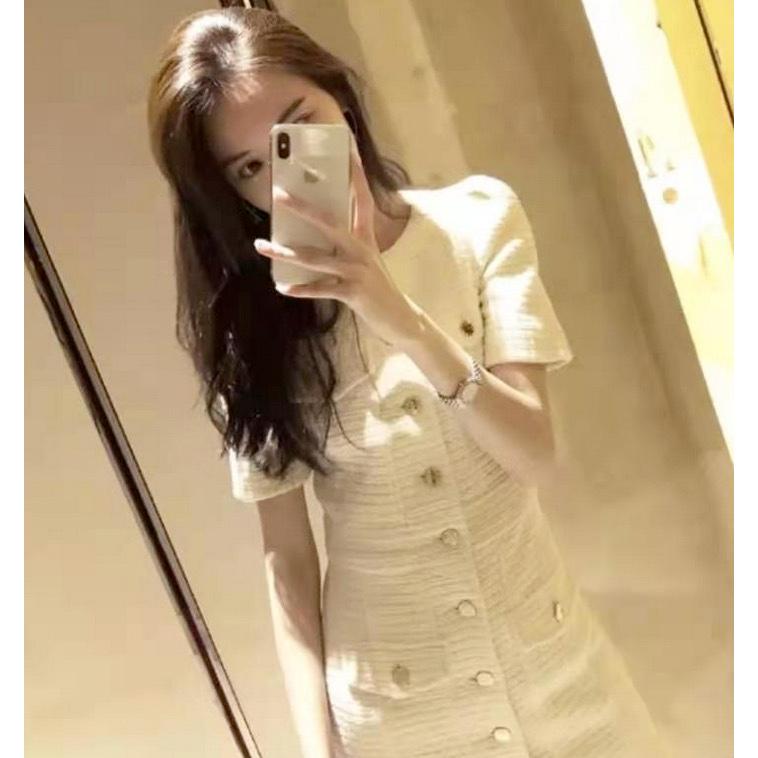 安い ワンピース ブラウス レディース 春 夏 ツイード 半袖 膝丈 ホワイト ノーカラー ボタン 上品 フェミニン 通勤 通学 お出かけ 女子会 デート ワンピース サイズ M Readingtherapycenter Com