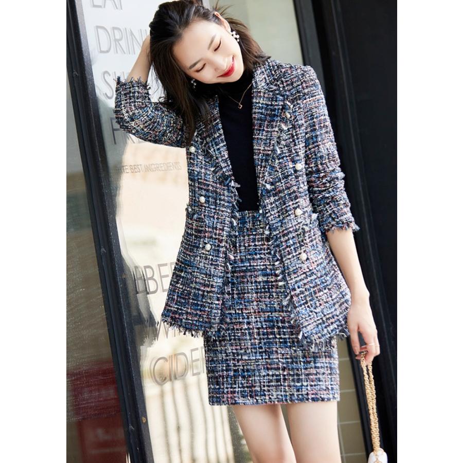 値下げ幅 セットアップ レディース ファッション 秋 冬 春 ツイード ジャケット スカート 長袖 ミニ丈 かっこいい 上品 入園式 卒園式 通勤 激安 セール店舗 Www Superavila Com