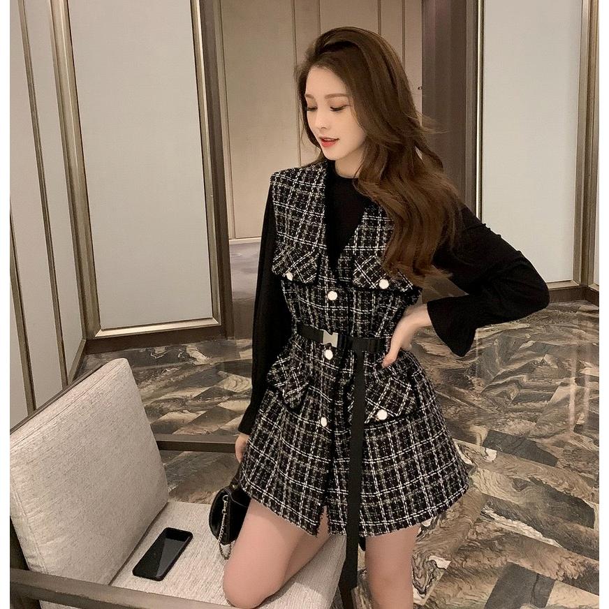 21人気no 1の セットアップ トップス ツイードベスト 長袖 チェック柄メ ベスト きれいめ ファッション レディース Simbcity Net