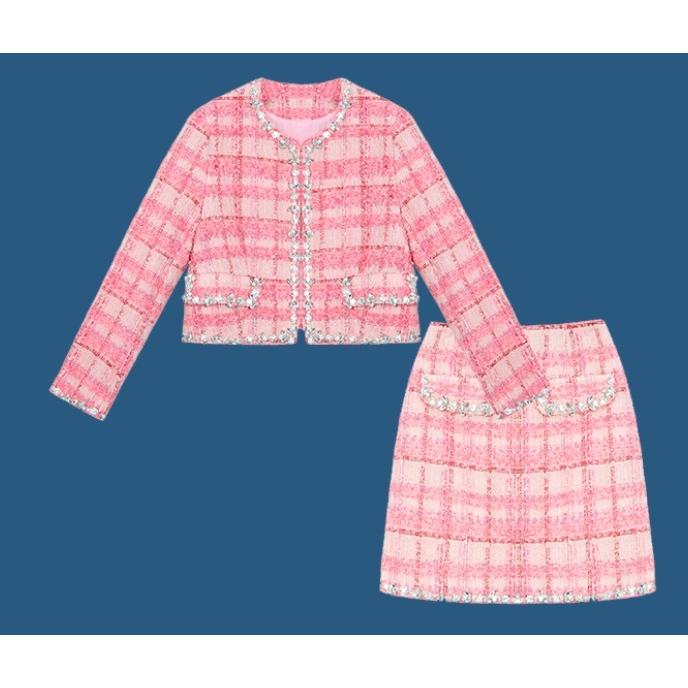 新作グッ 冬 入学式 卒業式 フォーマル レディース セットアップ 春 かわいい 華やか スカート ジャケット ピンク ツイード 代30代40代50代 セットアップ サイズ M Deltascreens Com