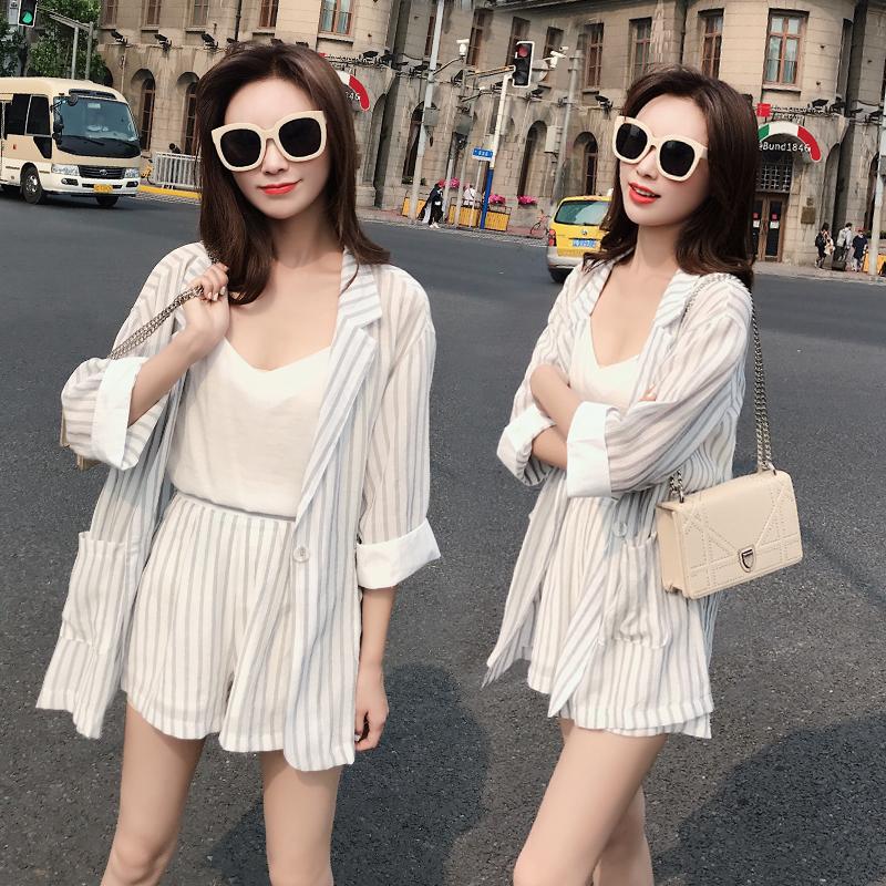 通販激安 パンツ 長袖 ジャケット 夏 レディース セットアップ ショート丈 きれいめ 韓国風 大人 シンプル 女子会 カジュアル デート Ol 通勤服 ストライプ セットアップ サイズ S Www Harmonylu Com