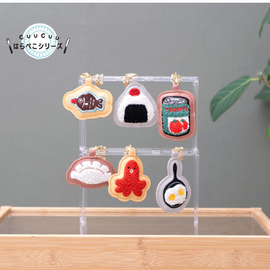 バッグチャーム キーホルダー 革 サガラ刺繍 GuuGuu 目玉焼き おにぎり