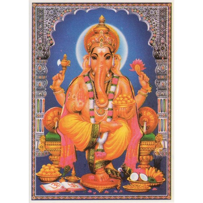 開運絵画 ガネーシャ御守りカードサイズ インドの神様 ガネーシャ神